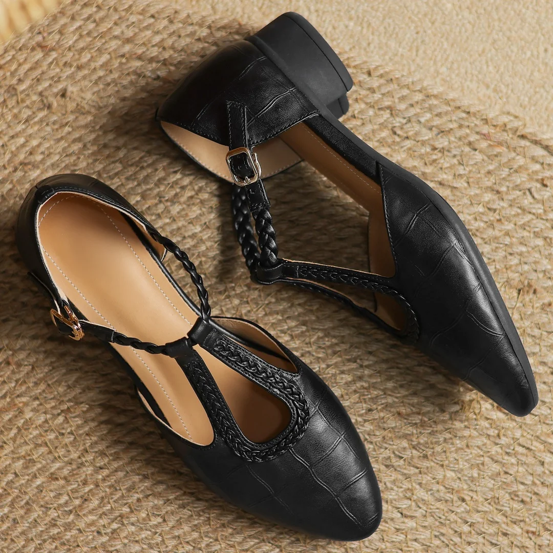 Alessia Venturi Leather T-Strap Flats