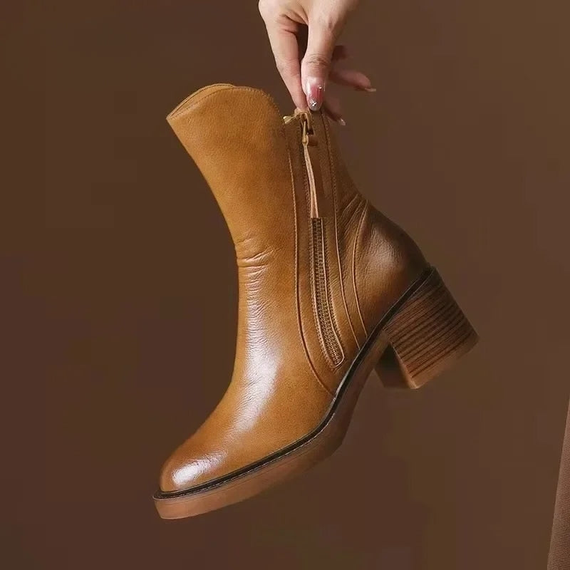 Sloane Beaumont Side Zip Block Heel Cowboy Boots