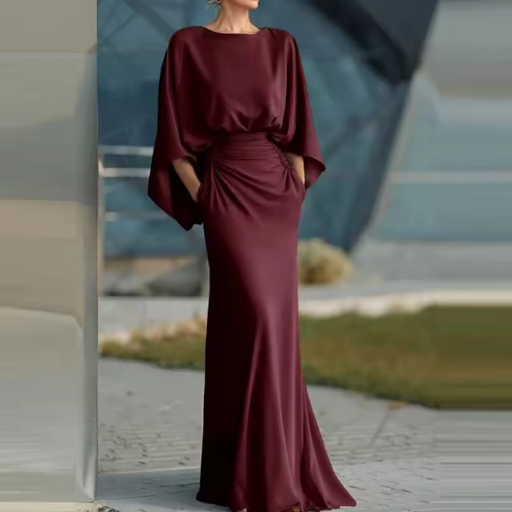 Blandine Corvine Burgundy Wedding Guest Dress