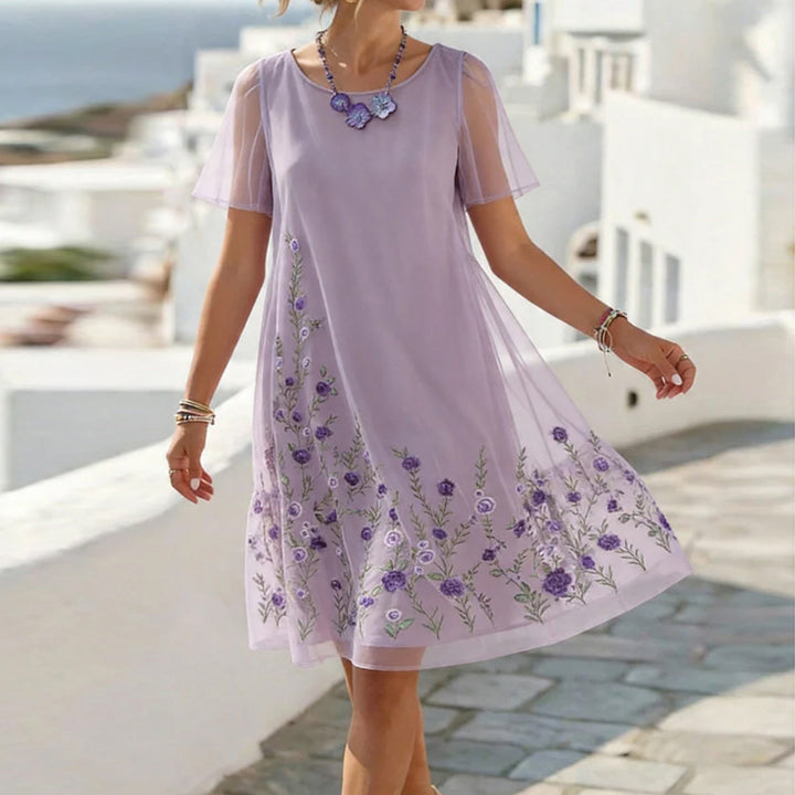 Aurélie Lombardi Floral Embroidered Wedding Guest Midi Dress