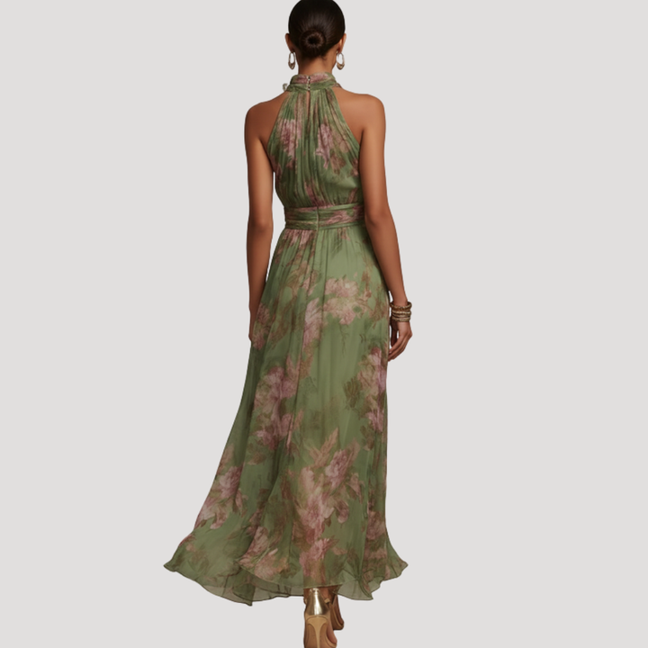 Serafina Ricci Floral Halter Wedding Guest Maxi Dress