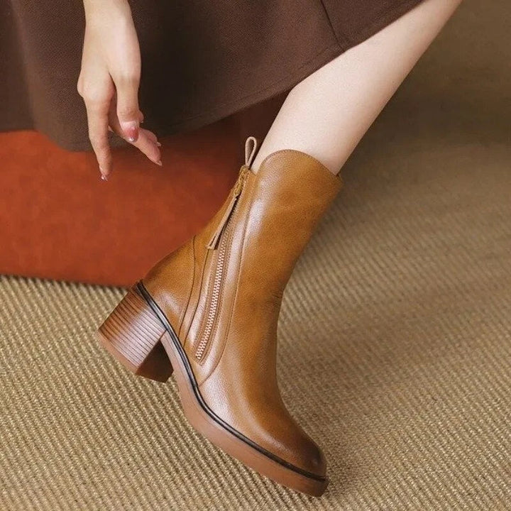 Sloane Beaumont Side Zip Block Heel Cowboy Boots