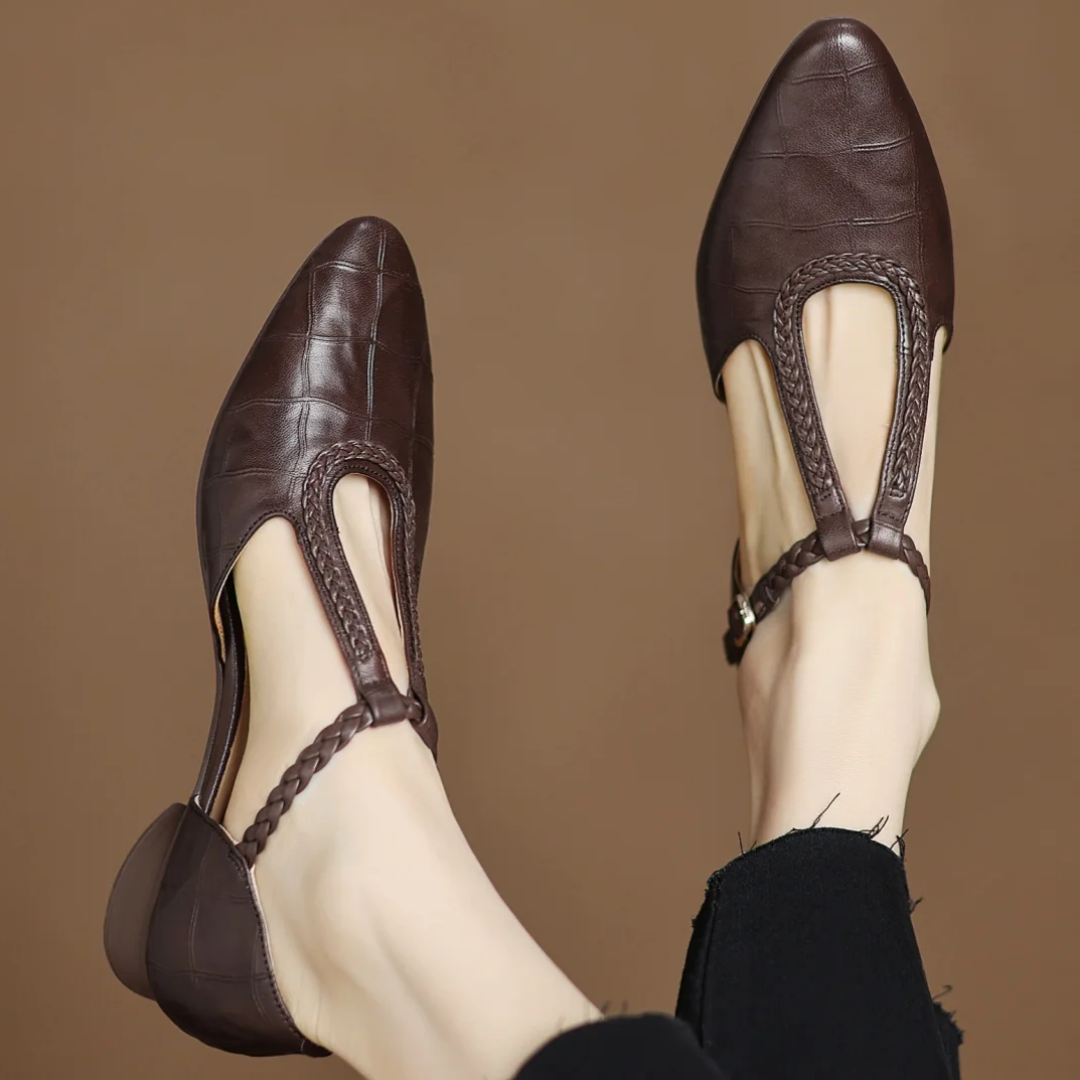 Alessia Venturi Leather T-Strap Flats