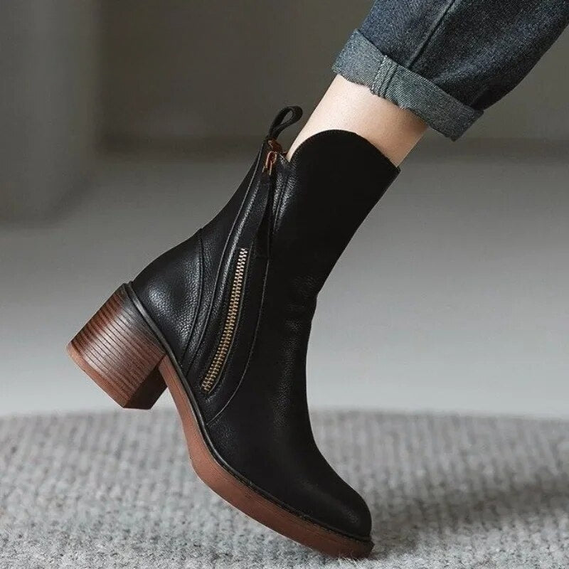 Sloane Beaumont Side Zip Block Heel Cowboy Boots