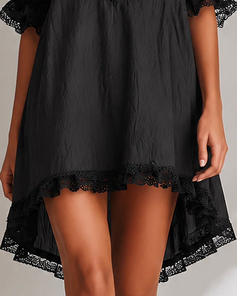 Colette Bianchi Lace V Neck Mini Dress