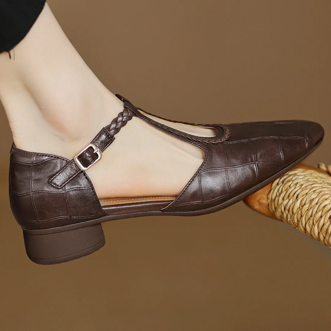 Alessia Venturi Leather T-Strap Flats