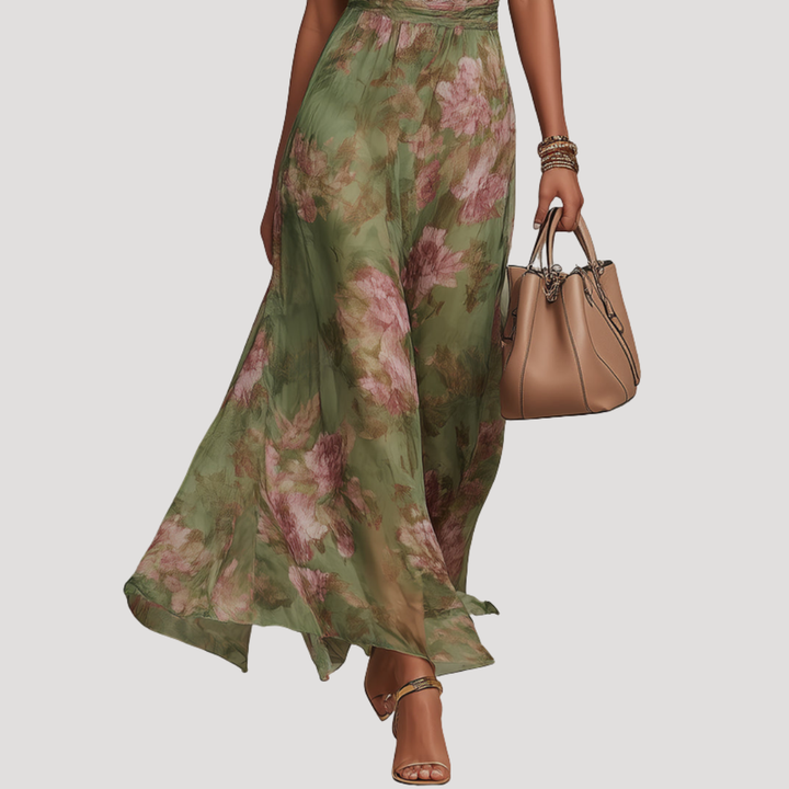 Serafina Ricci Floral Halter Wedding Guest Maxi Dress