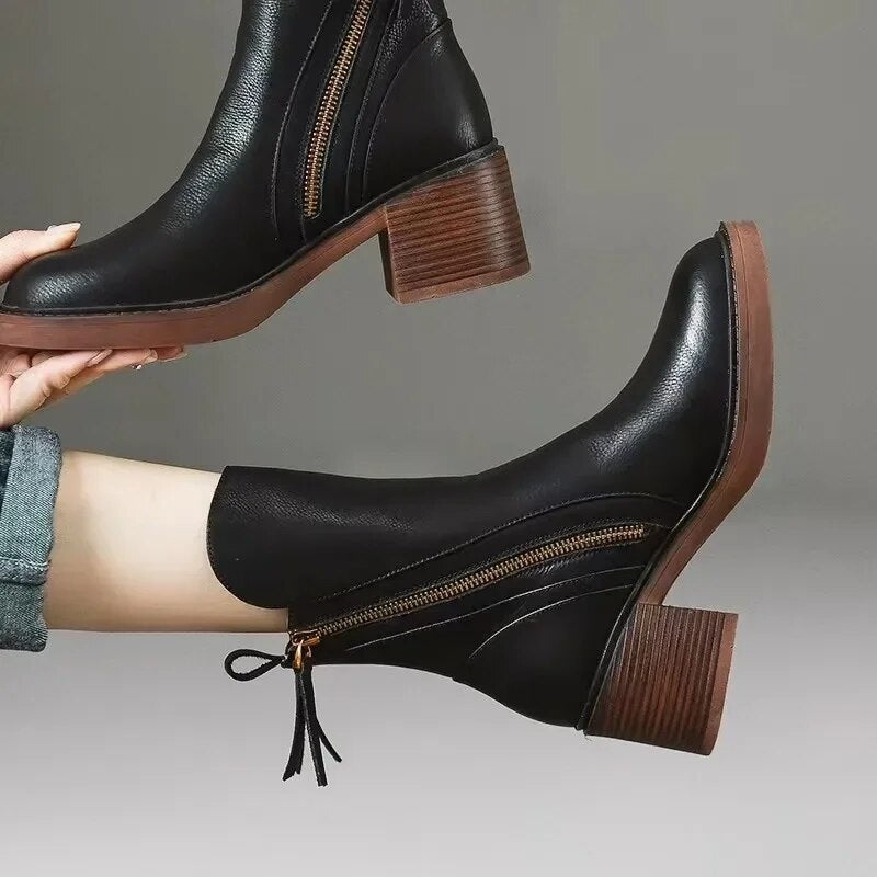 Sloane Beaumont Side Zip Block Heel Cowboy Boots