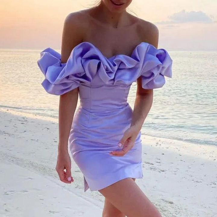 Valentina Moretti Strapless Ruffle Wedding Guest Mini Dress