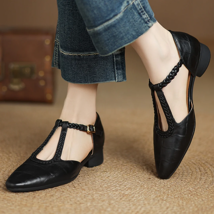 Alessia Venturi Leather T-Strap Flats