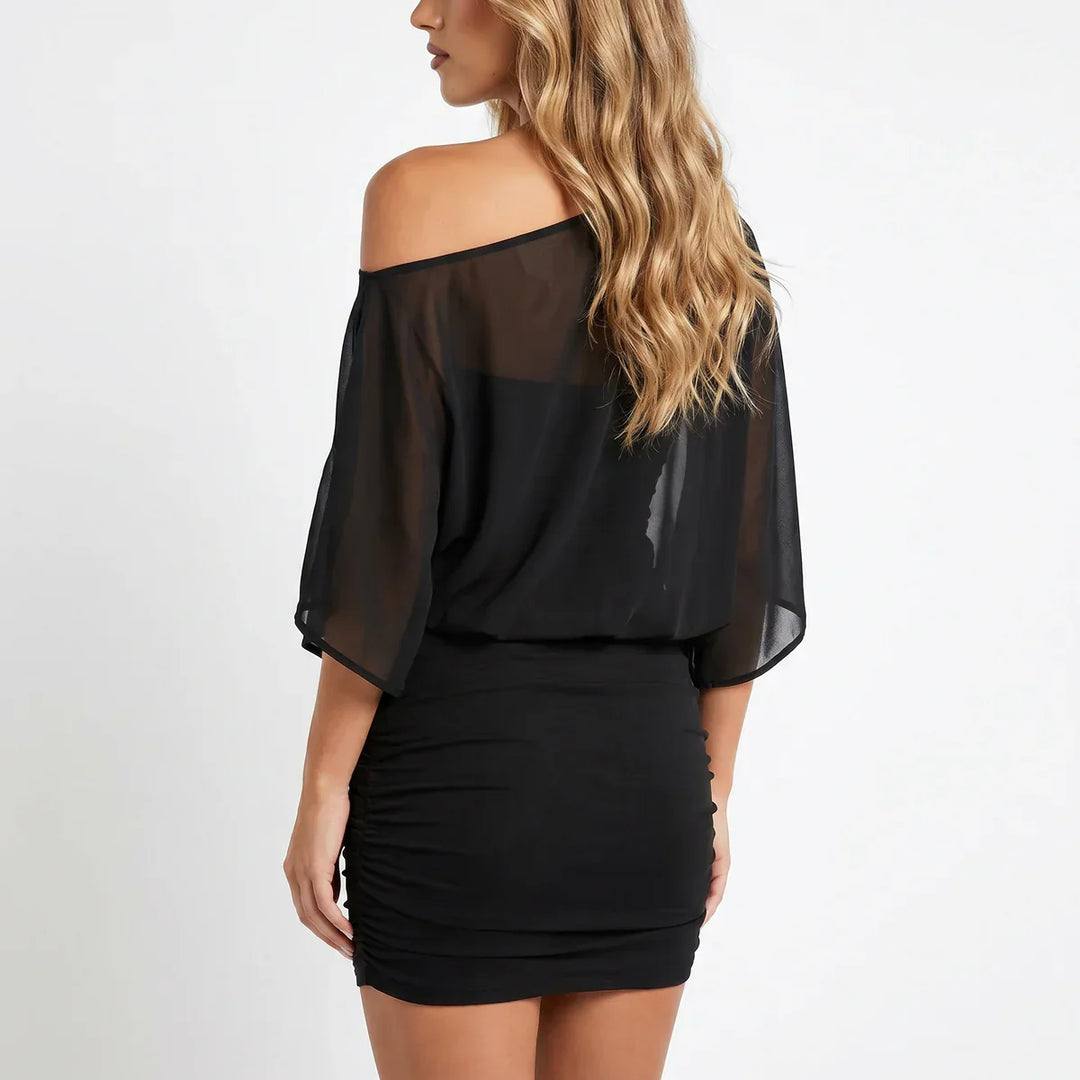 Alessandra Villeneuve Off Shoulder Ruched Mini Dress