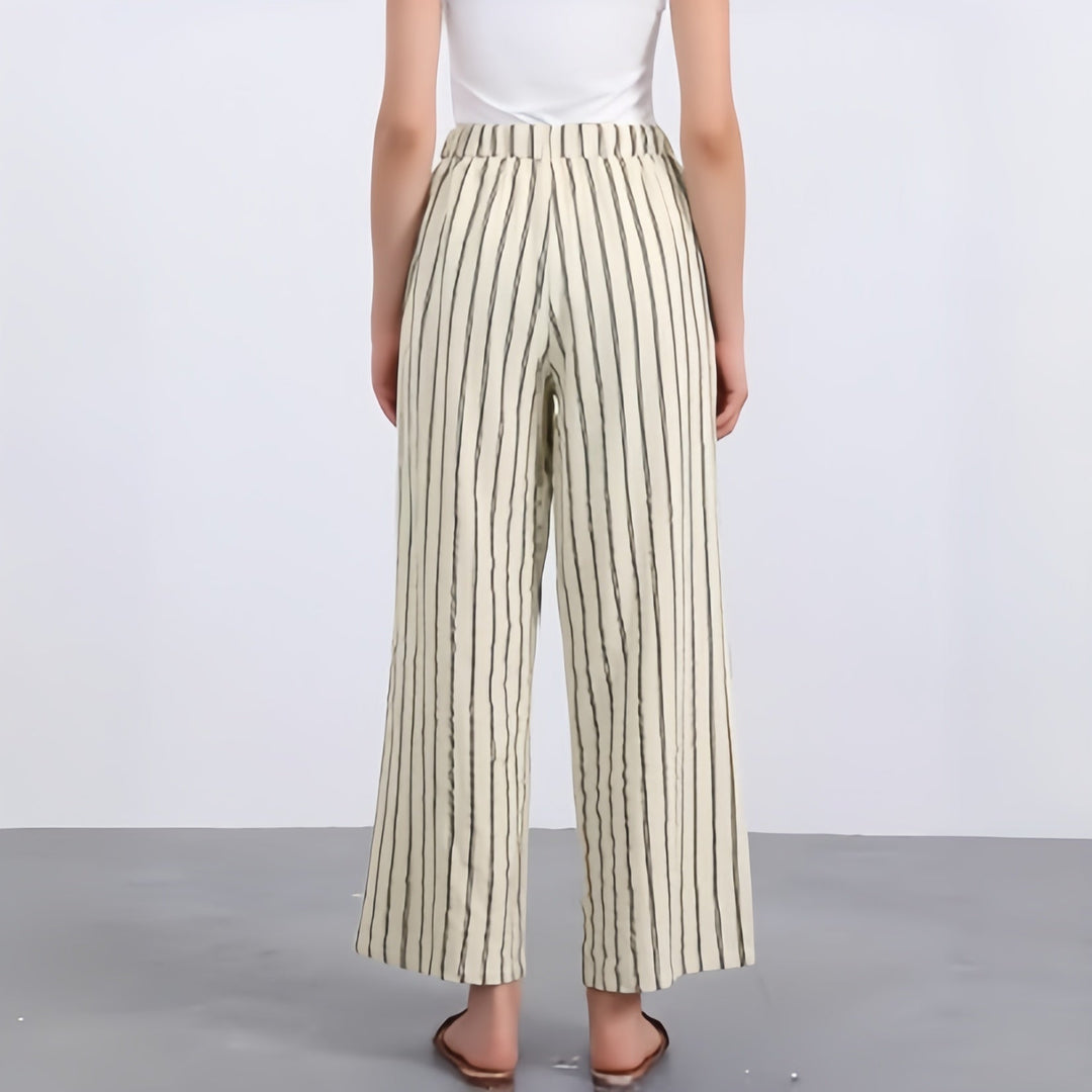 Piper Dumont - Striped Wide-Leg Drawstring Pants - Back to School Comfort