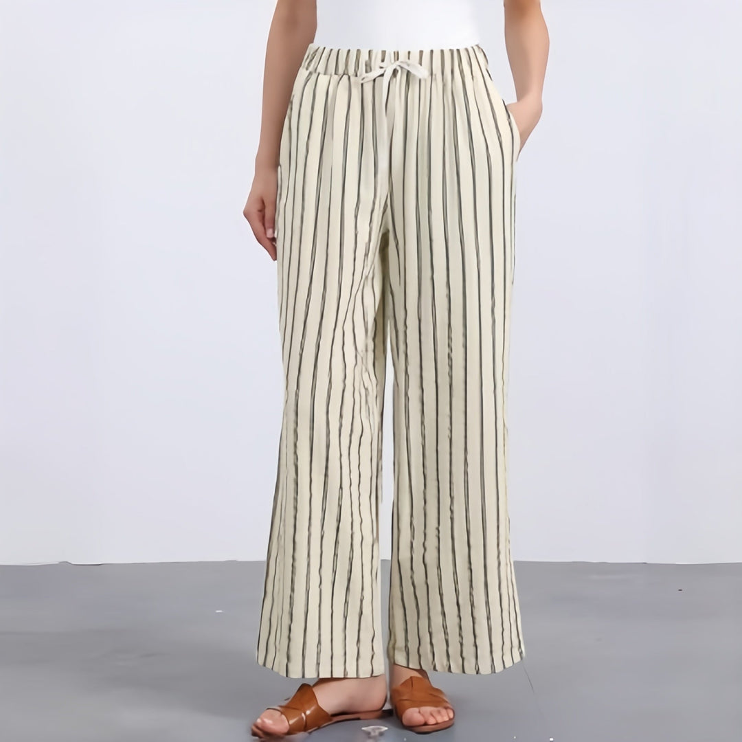 Piper Dumont - Striped Wide-Leg Drawstring Pants - Back to School Comfort