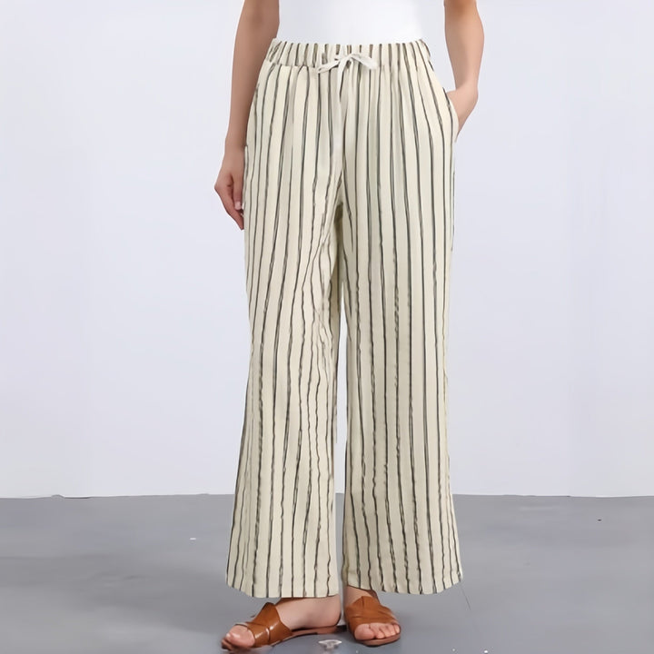 Piper Dumont - Striped Wide-Leg Drawstring Pants - Back to School Comfort