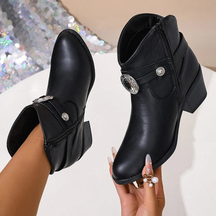 Dakota Lane Buckle Strap Western Ankle Boots
