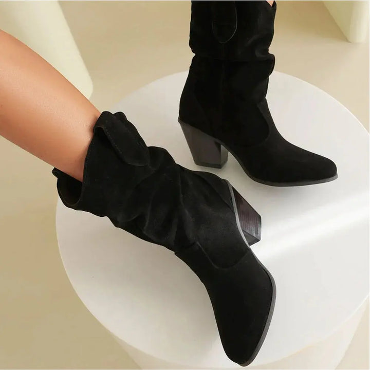 Alison Hart Ruched Shaft Western Cowboy Boots