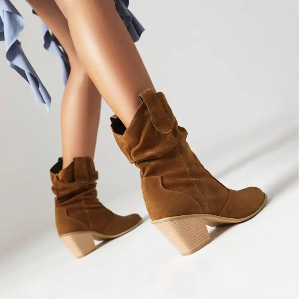 Alison Hart Ruched Shaft Western Cowboy Boots