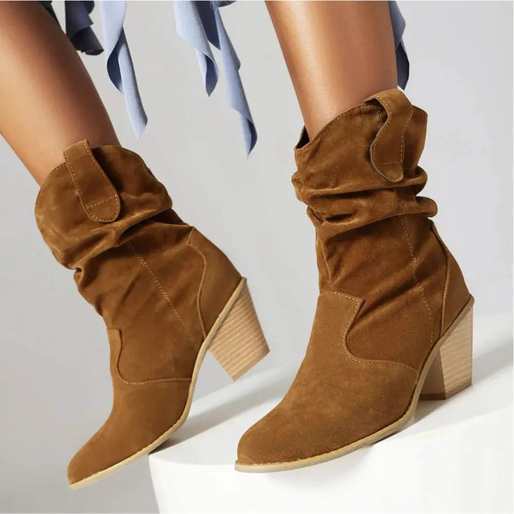 Alison Hart Ruched Shaft Western Cowboy Boots