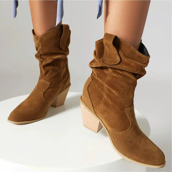 Alison Hart Ruched Shaft Western Cowboy Boots