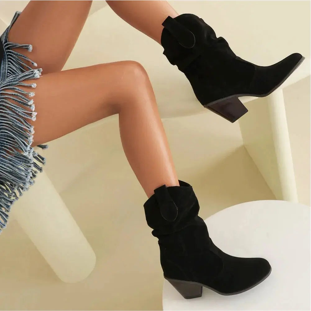 Alison Hart Ruched Shaft Western Cowboy Boots