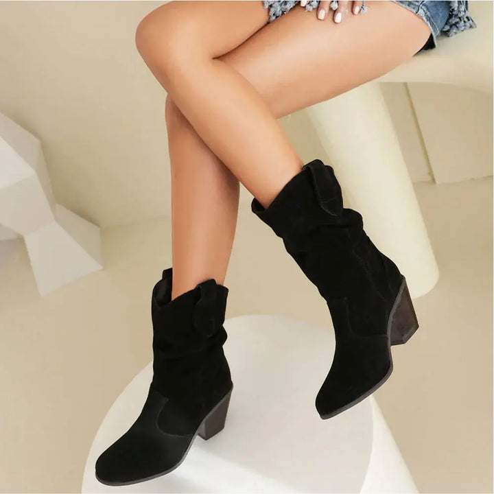 Alison Hart Ruched Shaft Western Cowboy Boots