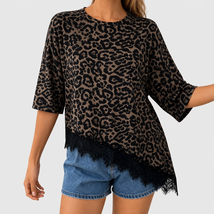 Sienna Blake - Lace-Trim Asymmetric Hem Tee - Back to School Edge