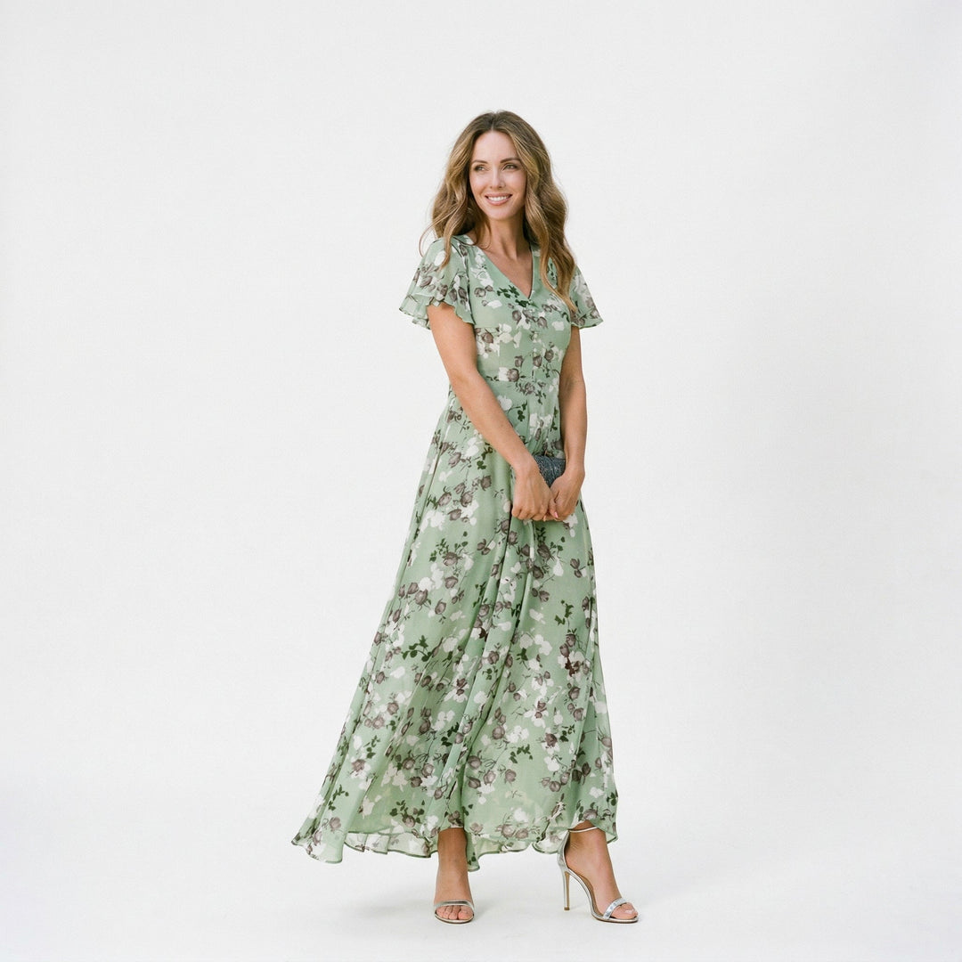 Rosalia Moreau Floral Wedding Guest Maxi Dress