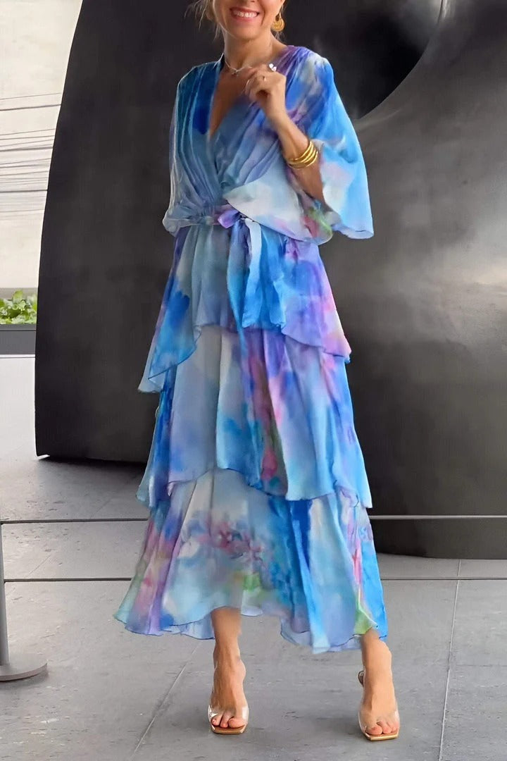Aurora Fiorini Watercolor Maxi Dress
