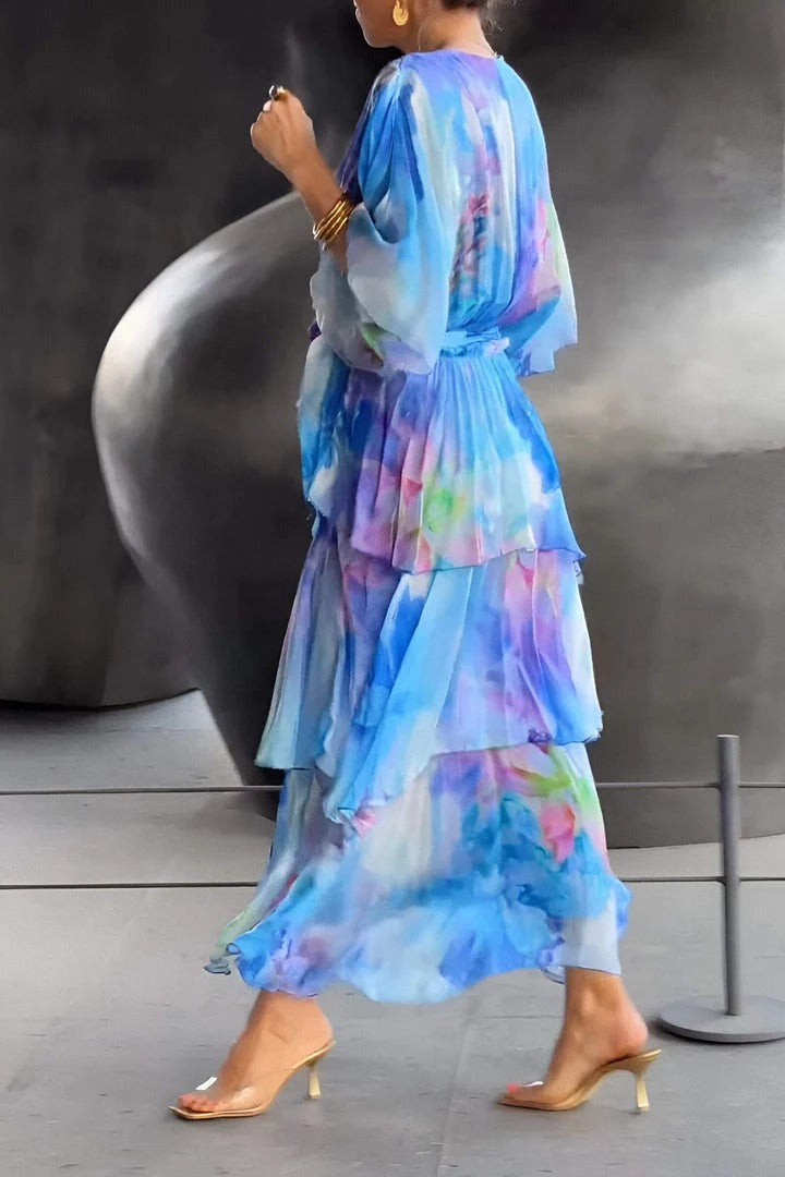 Aurora Fiorini Watercolor Maxi Dress