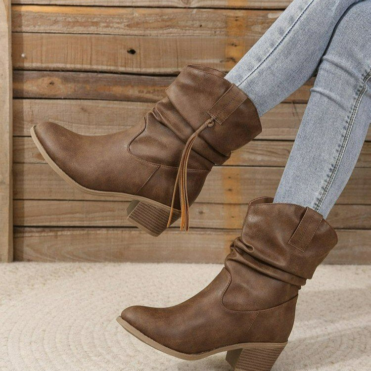 Billie Rhodes Slouch Vegan Leather Cowboy Boots