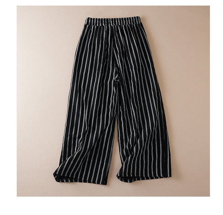 Piper Dumont - Striped Wide-Leg Drawstring Pants - Back to School Comfort