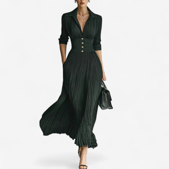 Elena Venturi Pleated Maxi Dress