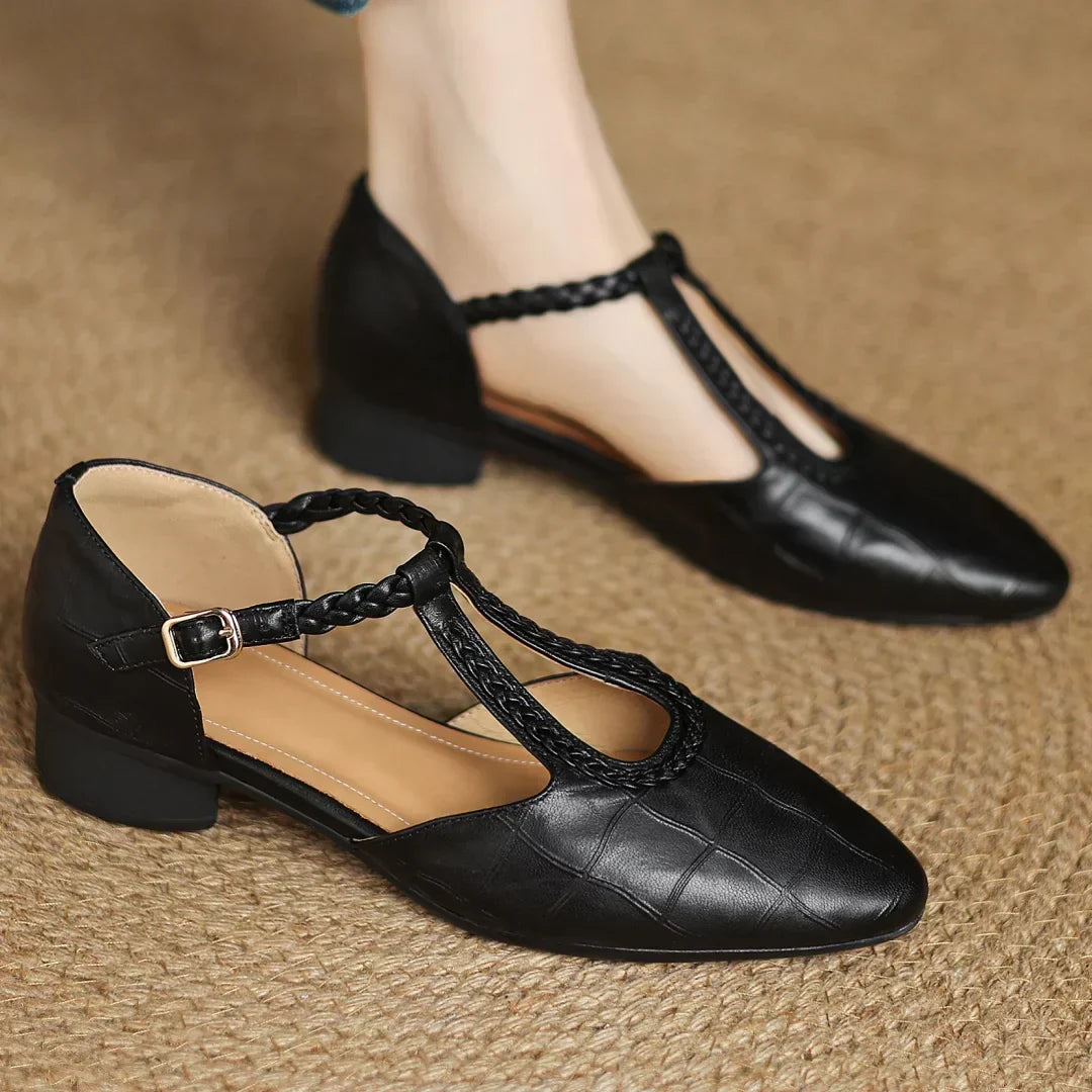 Alessia Venturi Leather T-Strap Flats