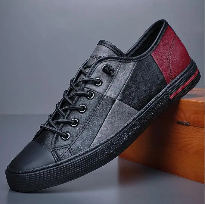 Men Leather Loafers 2025 New Autumn Breathable Men Casual Shoes Lace Up Male Driving Shoes Comfortable Sneakers