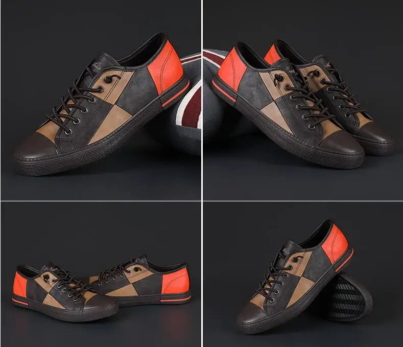 Men Leather Loafers 2025 New Autumn Breathable Men Casual Shoes Lace Up Male Driving Shoes Comfortable Sneakers