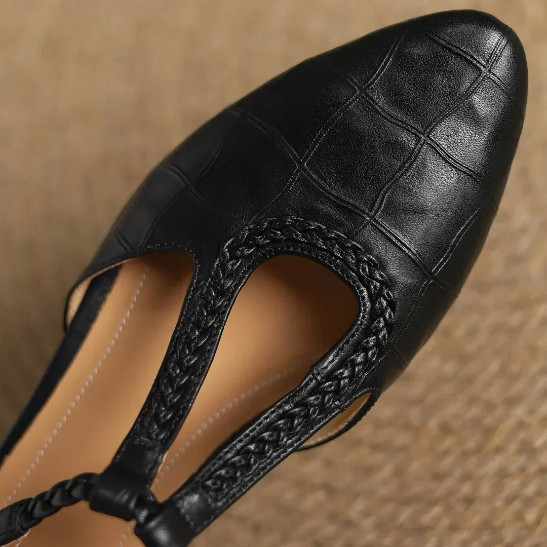 Alessia Venturi Leather T-Strap Flats