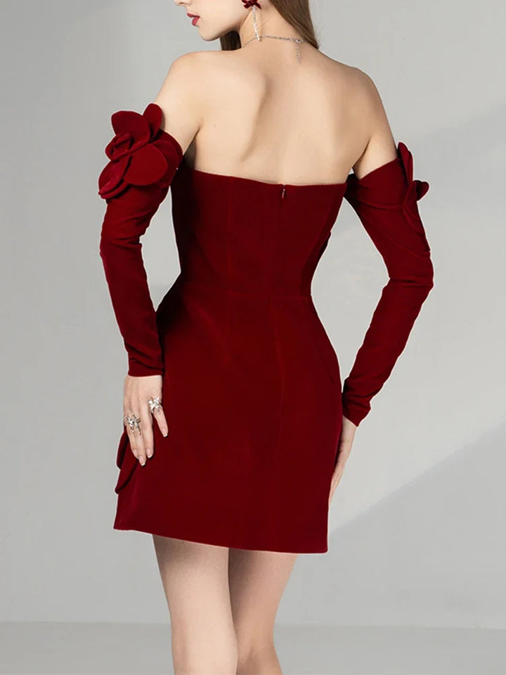 Clemence Merrivale Burgundy Wedding Guest Dress
