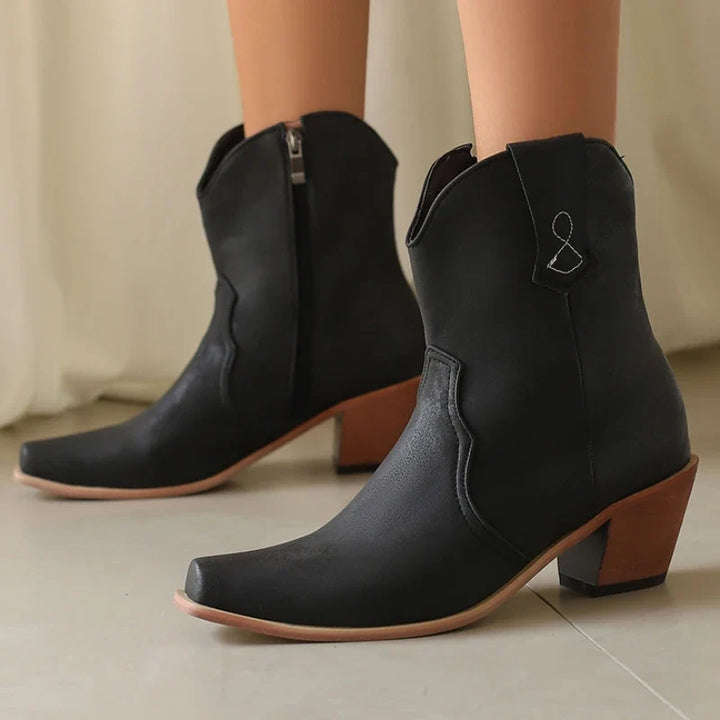 Sierra Cross Pointed Toe Side Zip Leather Western Boots