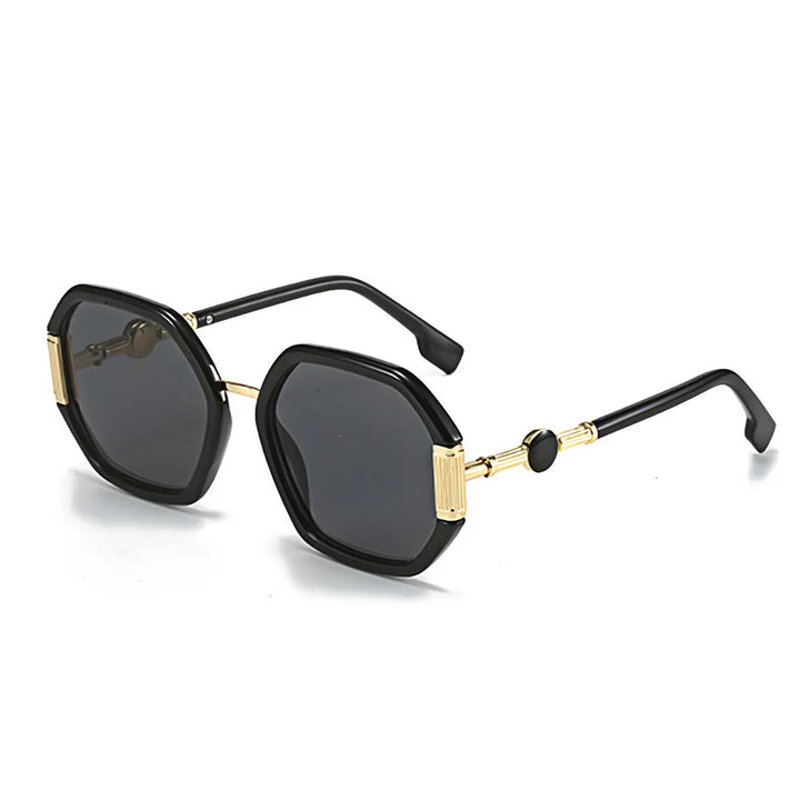 Gafas de sol de moda para mujer, montura octogonal única con lentes degradados, gafas de sol con patas doradas, gafas de mujer