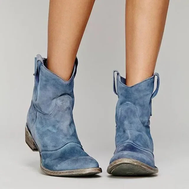 Sienna Vale Vintage Pointed Toe Ankle Cowboy Boots