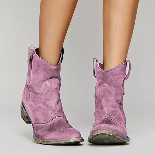 Sienna Vale Vintage Pointed Toe Ankle Cowboy Boots