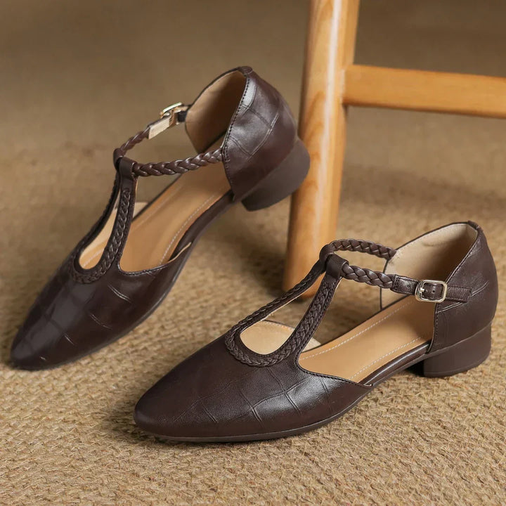 Alessia Venturi Leather T-Strap Flats