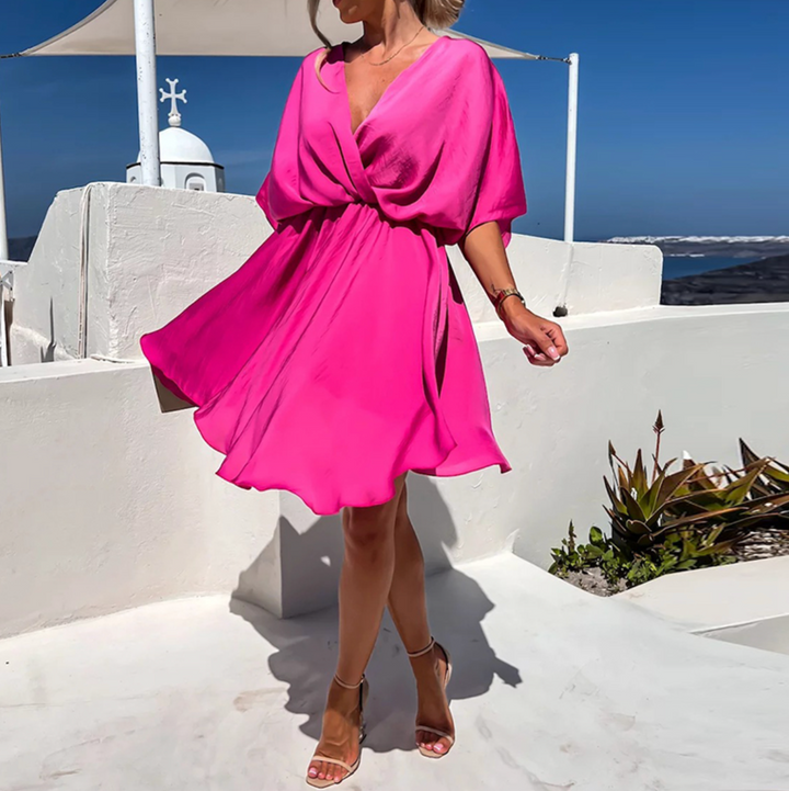 Elara Quinn Casual Wrap Mini Dress
