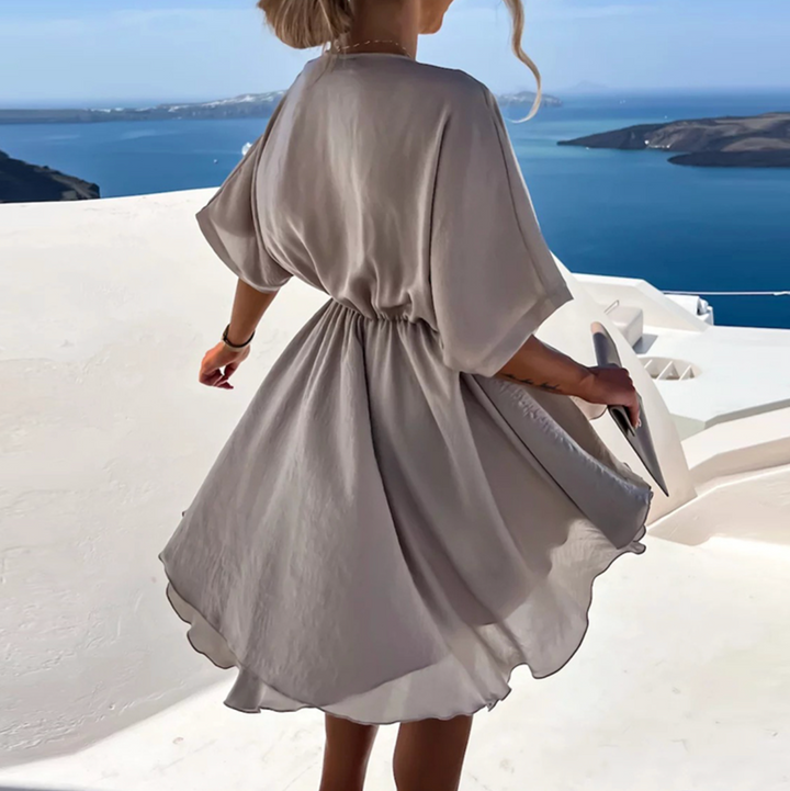 Elara Quinn Casual Wrap Mini Dress
