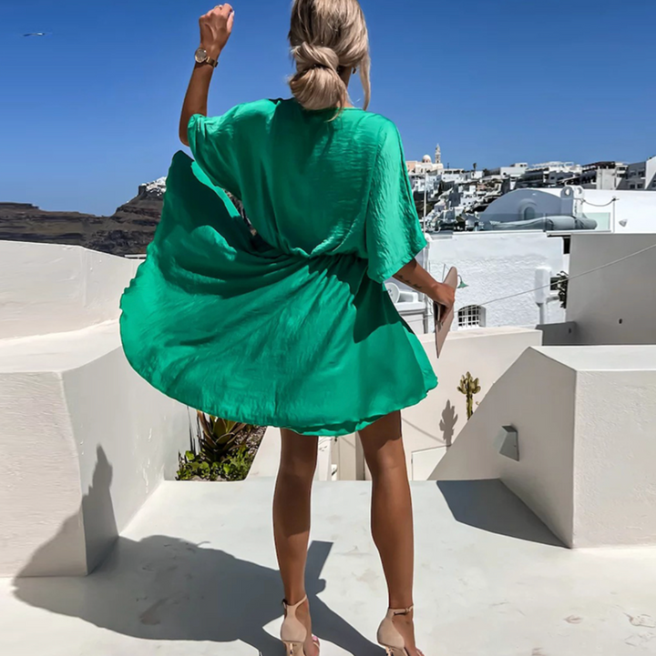 Elara Quinn Casual Wrap Mini Dress