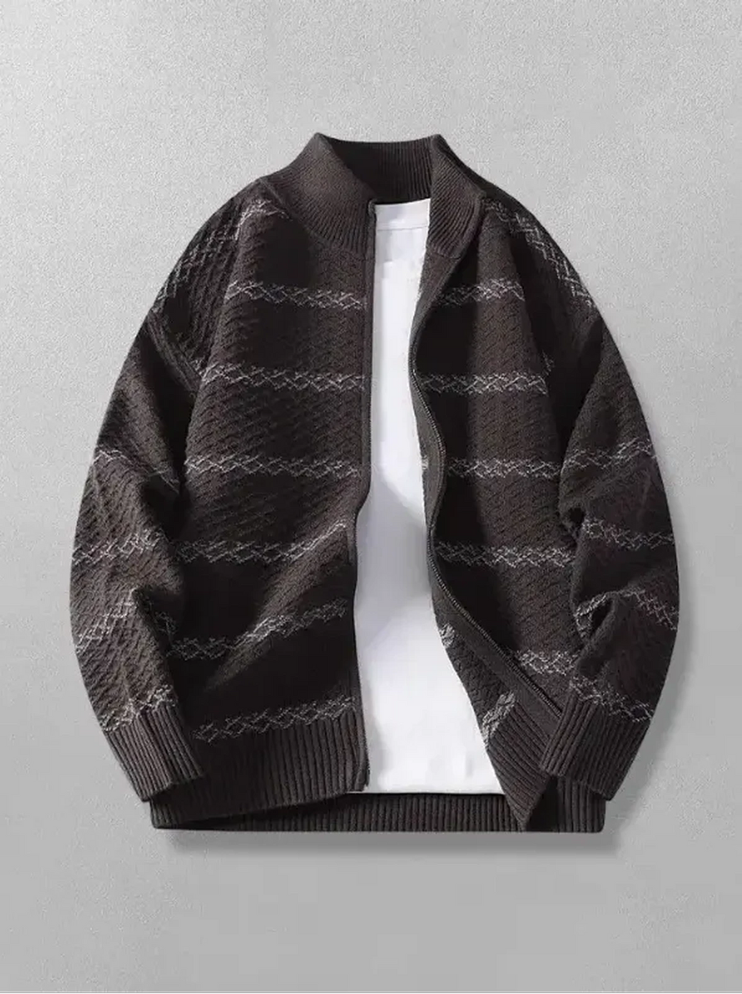 Julian Cross Knit Zip Sweater