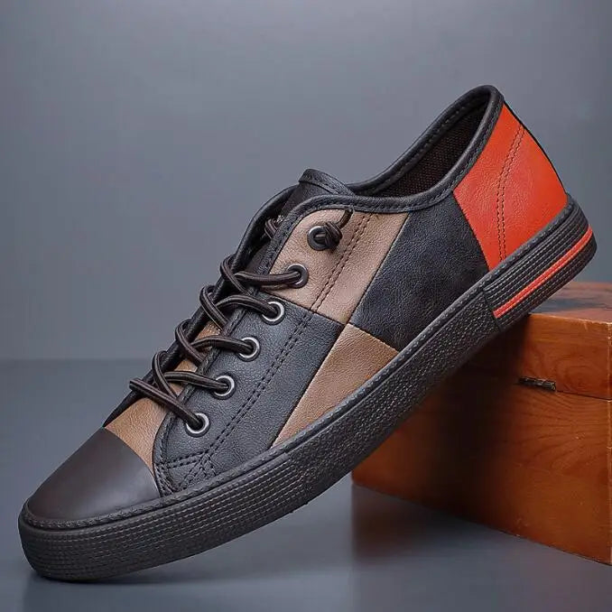 Men Leather Loafers 2025 New Autumn Breathable Men Casual Shoes Lace Up Male Driving Shoes Comfortable Sneakers