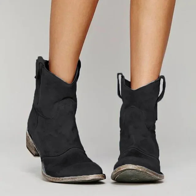 Sienna Vale Vintage Pointed Toe Ankle Cowboy Boots