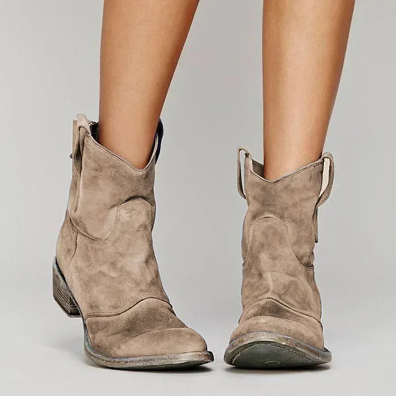 Sienna Vale Vintage Pointed Toe Ankle Cowboy Boots