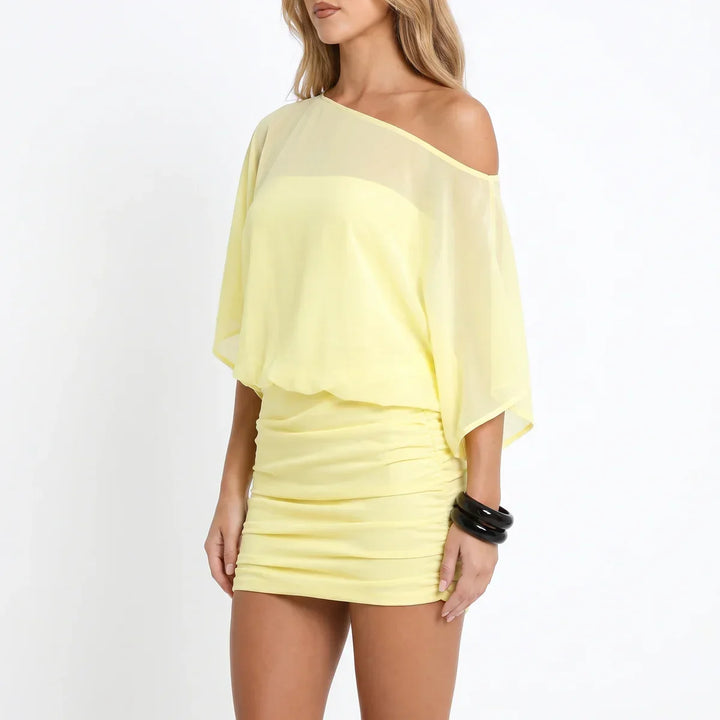 Alessandra Villeneuve Off Shoulder Ruched Mini Dress